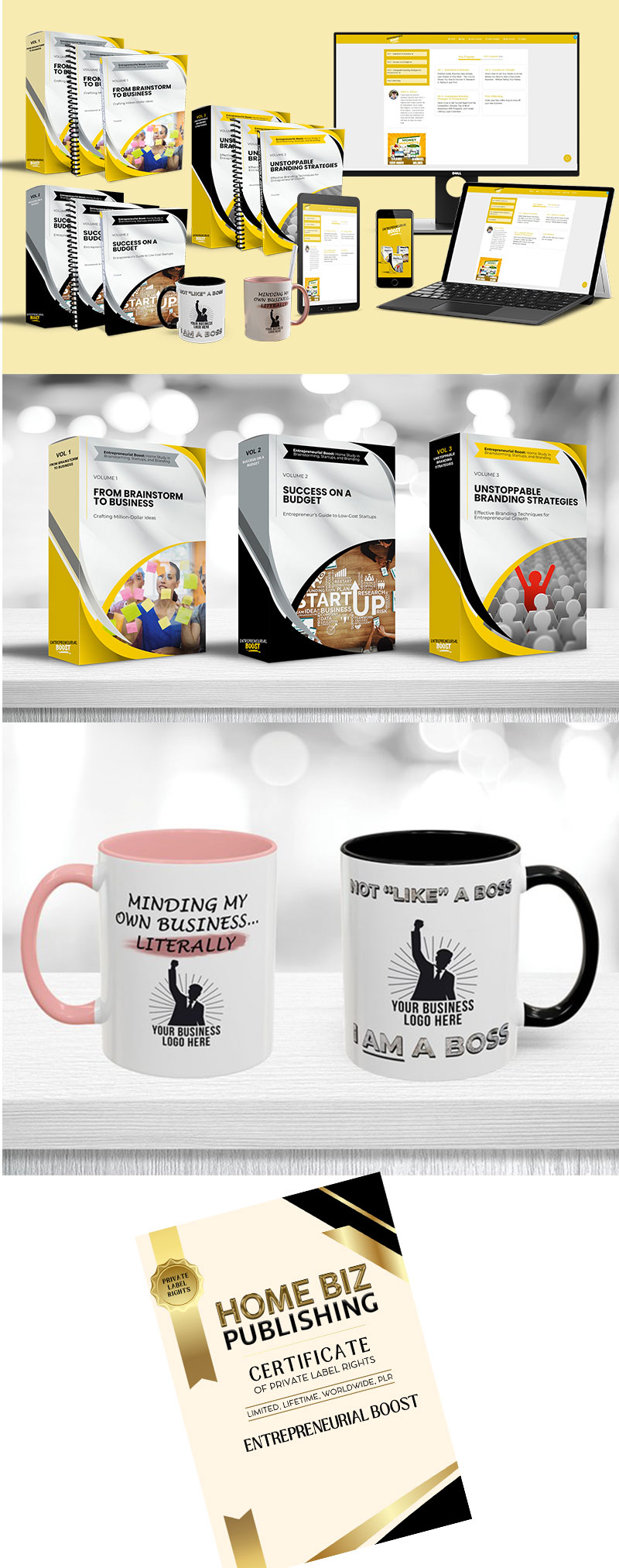 Entrepreneurial Boost course mugs plr